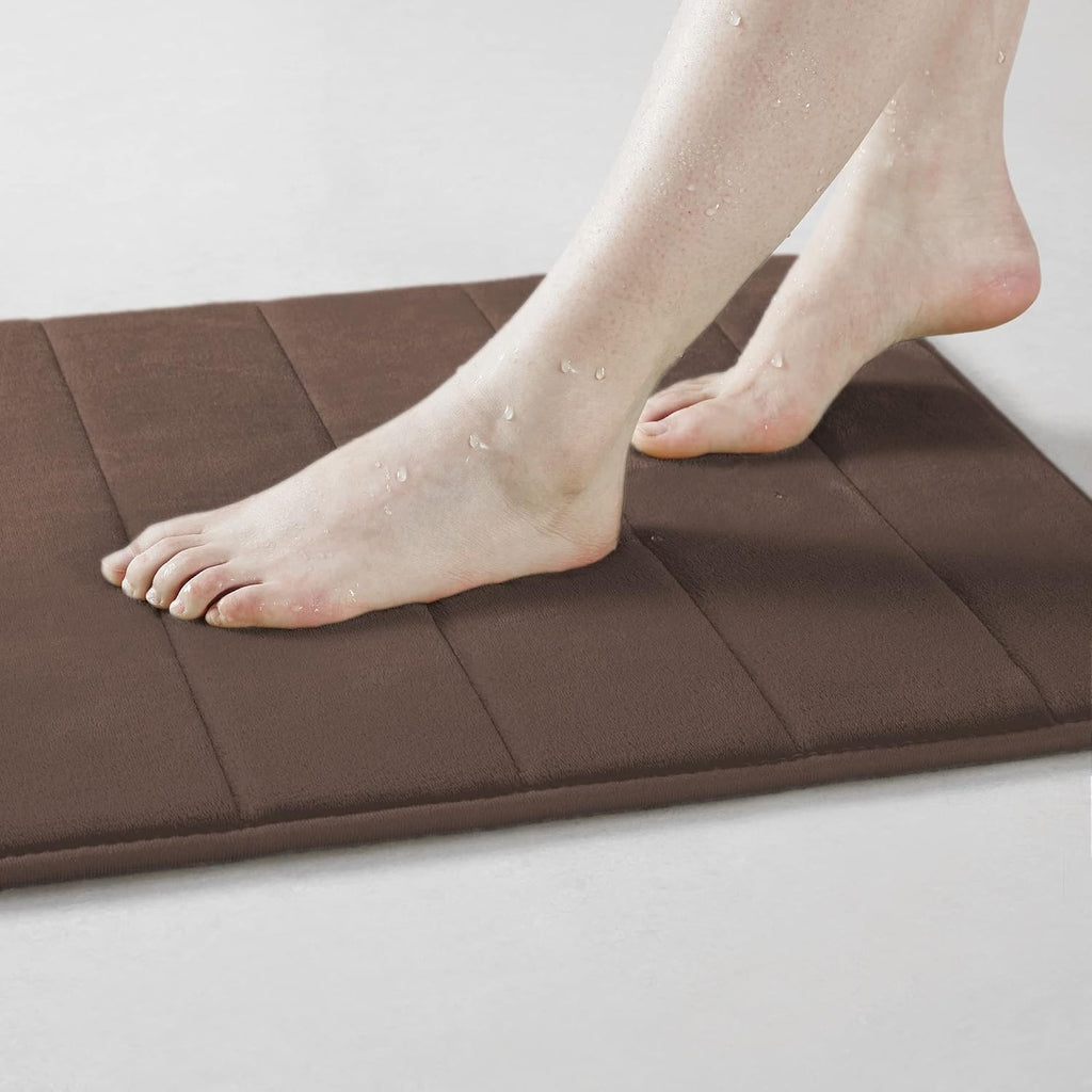 15 Piece Bathroom Shower Curtain Set with Memory Foam Bath Rugs. 2 Solid Coffee Brown Beige Color Modern Design None-Slip Bath Mats Includes12 Roller Ball Hooks Style Carrie (Brown)