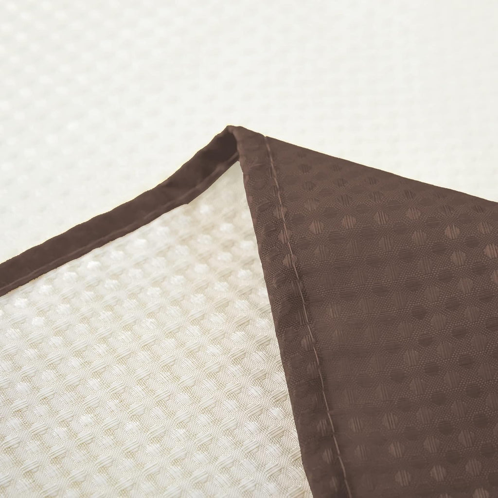 15 Piece Bathroom Shower Curtain Set with Memory Foam Bath Rugs. 2 Solid Coffee Brown Beige Color Modern Design None-Slip Bath Mats Includes12 Roller Ball Hooks Style Carrie (Brown)