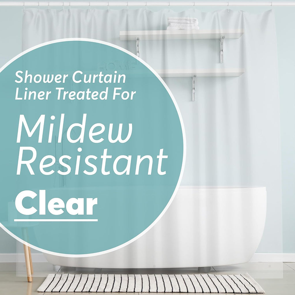 Clear Shower Curtain Liner - 72X72 Odorless Plastic with Magnets, Washable Long Bathroom Curtain - Premium PEVA Waterproof Bath Shower Liner, Rust-Proof Bathroom Essentials