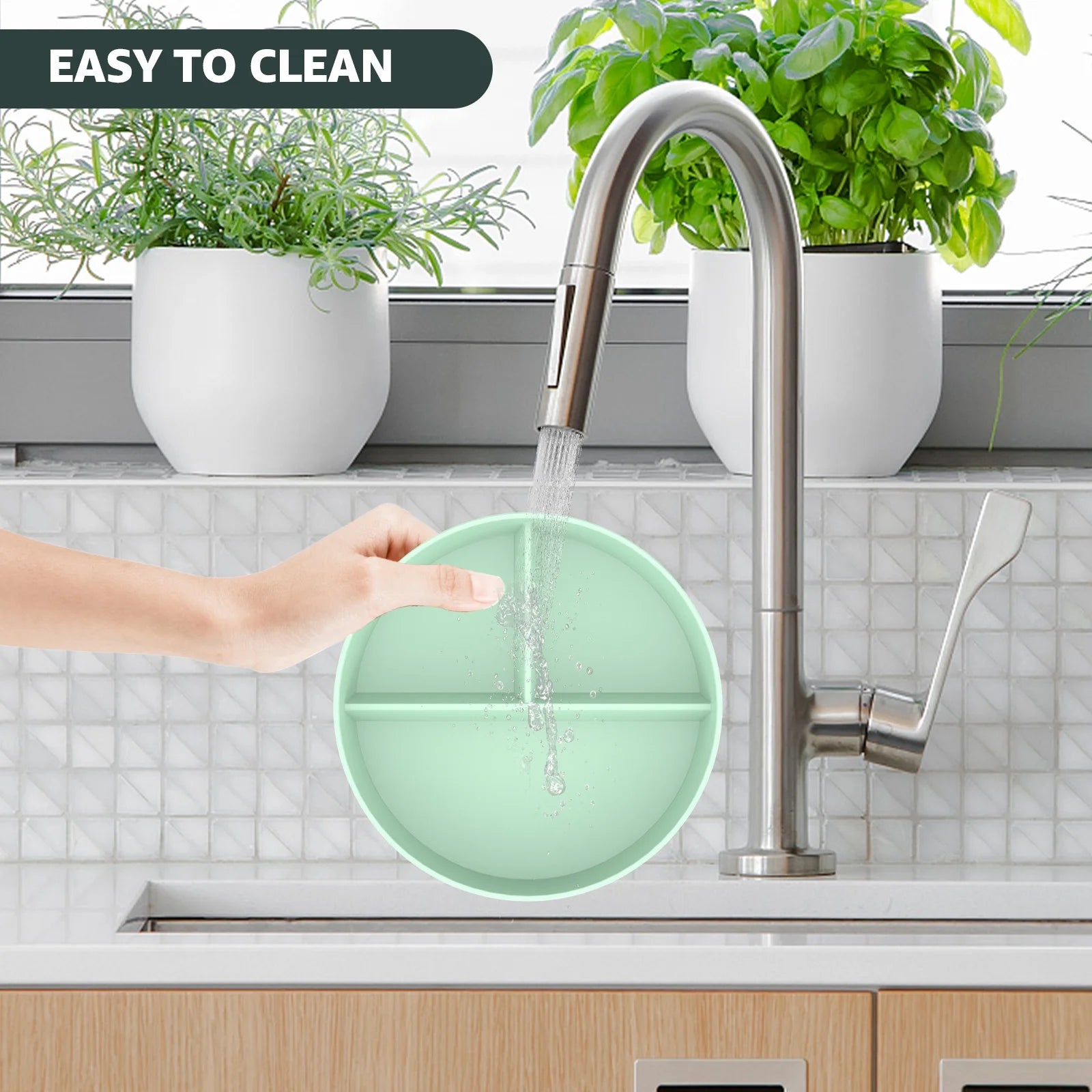 8Pcs 9Inch Divided Dinner Plates Unbreakable Portion Control Dinner Plates Reusable Plastic Baby Plates Stackable Divider Plates Microwave Safe for Kids Adults Dinner