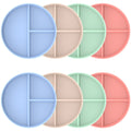 8Pcs 9Inch Divided Dinner Plates Unbreakable Portion Control Dinner Plates Reusable Plastic Baby Plates Stackable Divider Plates Microwave Safe for Kids Adults Dinner