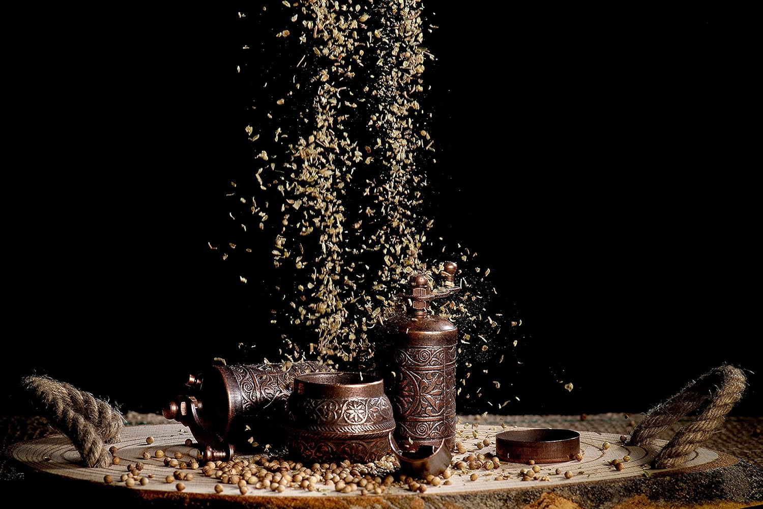 Grinder Set - Herb Grinder - Pepper Grinder Mill - Pepper Mill - Spice Grinder - Pepper Mill Grinder with Crank Handle - Spice Grinder Manual (Antique Copper)