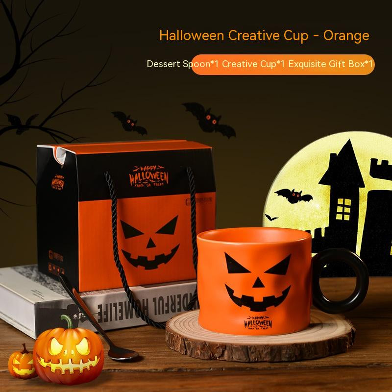 Pumpkin Ceramic Cup Party Favor Ceramic Cups with Handle Portable Cute Halloween Gift Mug Durable Halloween Party Supplies
