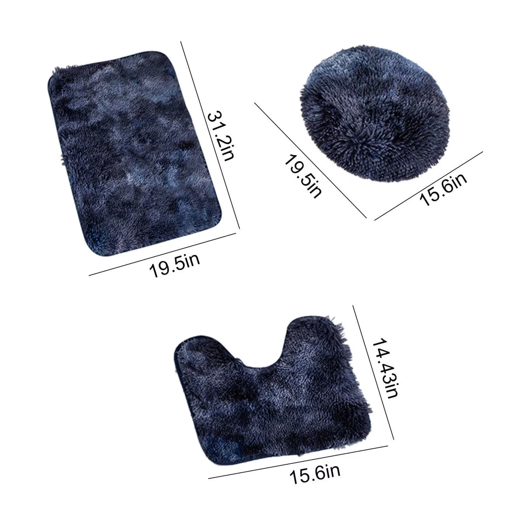 Solid Color 3 Piece Bathroom Rug Set Bath Rug, Contour Mat, & Lid Cover Non-Slip with Rubber Backing Solid Color New Bathmats