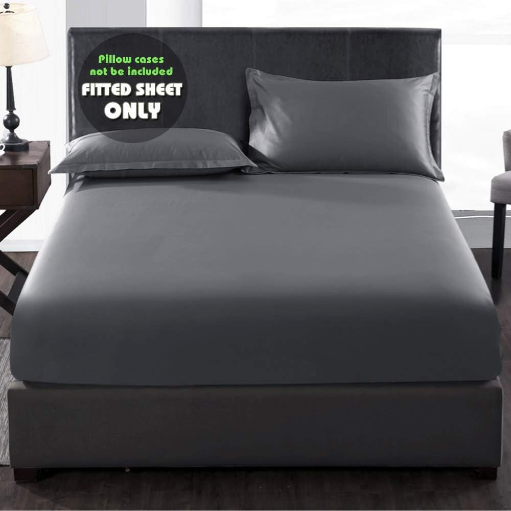 Fitted Sheet-  Twin Fitted Sheet Only（No Flat Sheet or Pillow Shams）,4 Way Stretch Micro-Knit,Snug Fit,Wrinkle Free,For Standard Mattress and Air Bed Mattress from 8” up to 10”,Gray