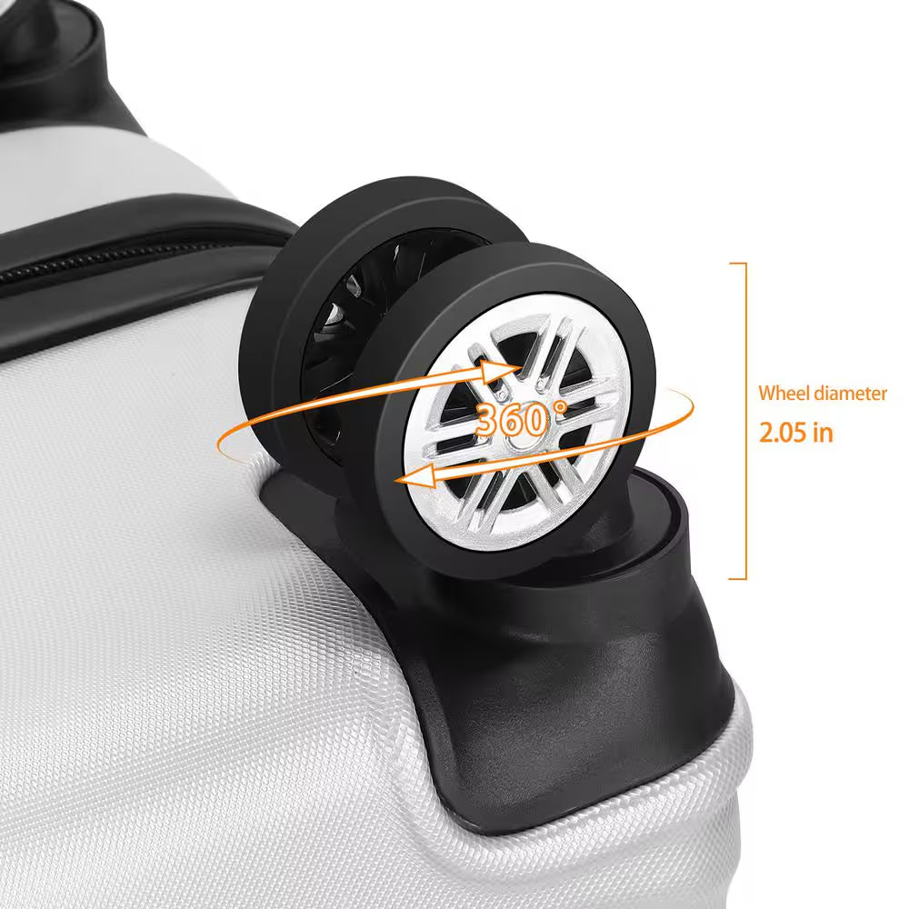 3 Piece Luggage Set Suitcase Spinner Hardshell Lightweight ABS TSA Lock Spinner Carry on (Silver)