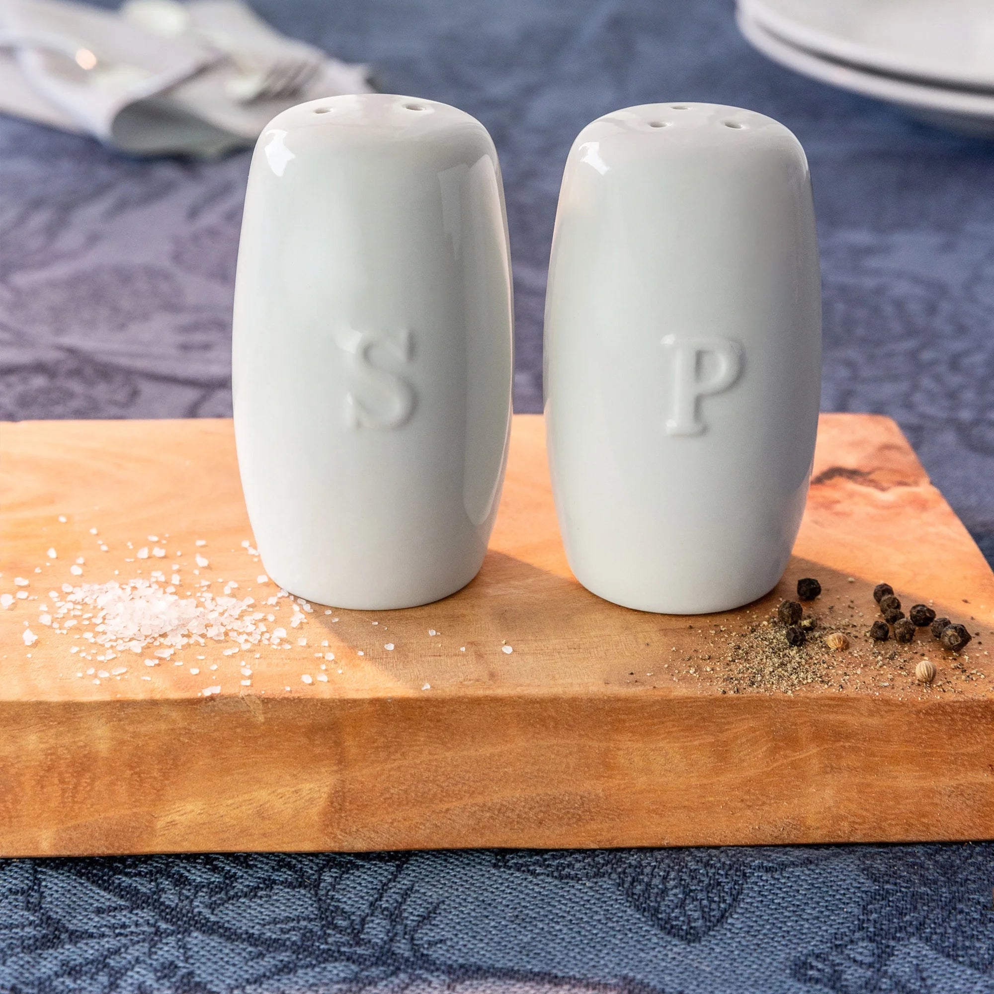 Porcelain Embossed Salt & Pepper Shaker Set