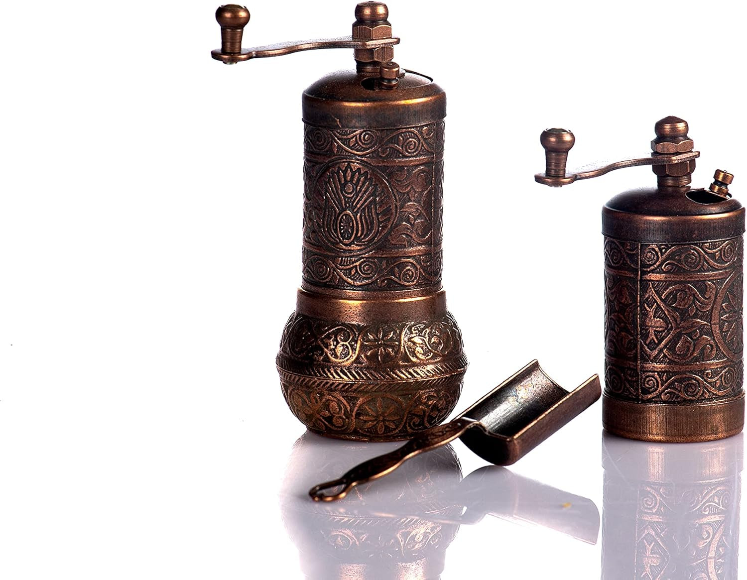 Grinder Set - Herb Grinder - Pepper Grinder Mill - Pepper Mill - Spice Grinder - Pepper Mill Grinder with Crank Handle - Spice Grinder Manual (Antique Copper)