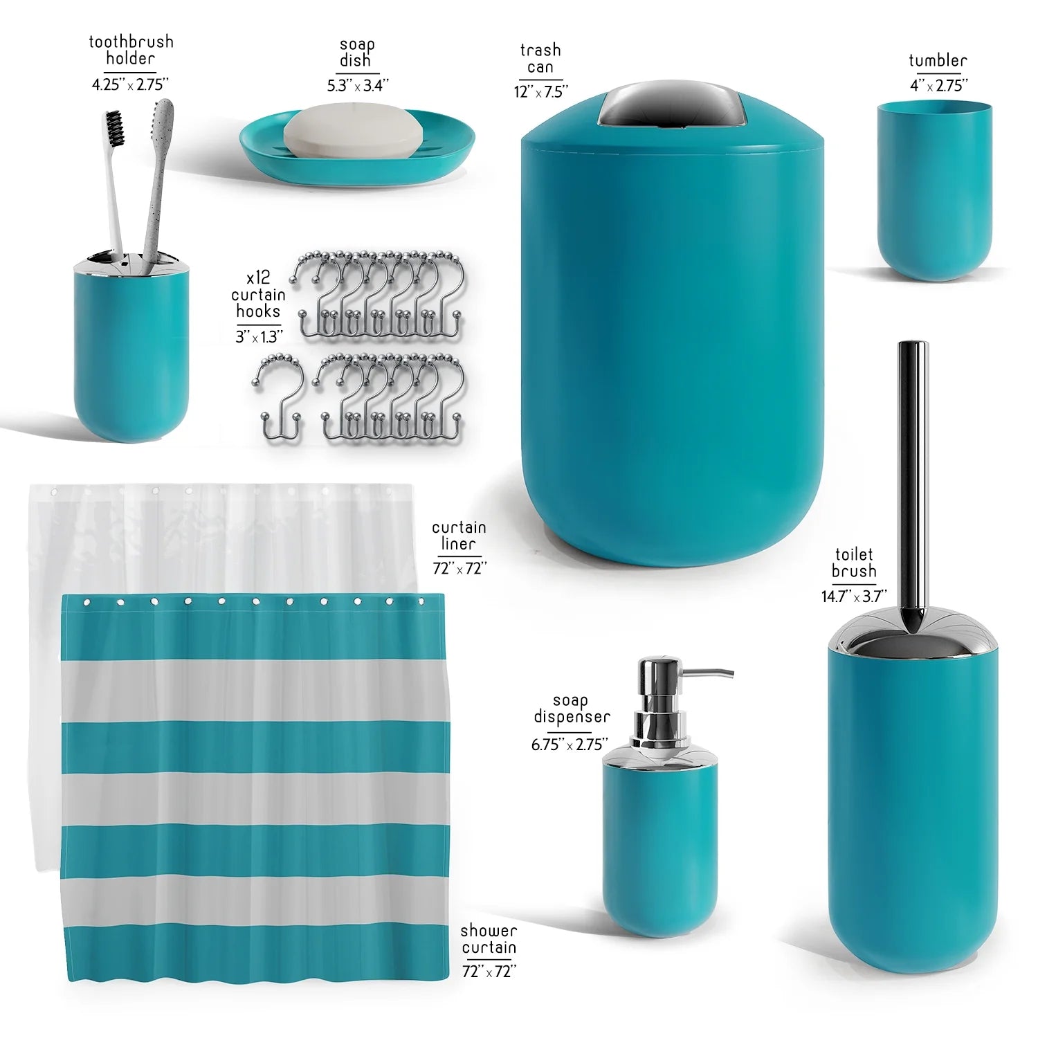 20 Piece Bathroom Accessories Set, Teal Blue Bathroom Decor Set