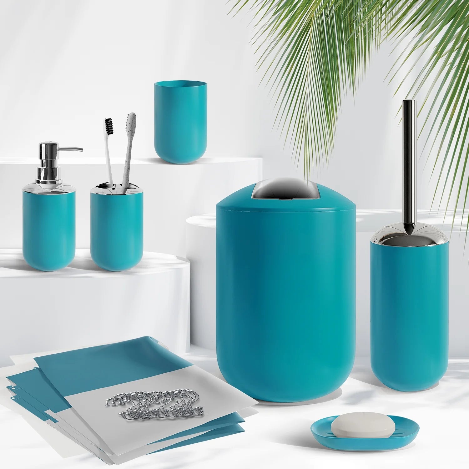 20 Piece Bathroom Accessories Set, Teal Blue Bathroom Decor Set