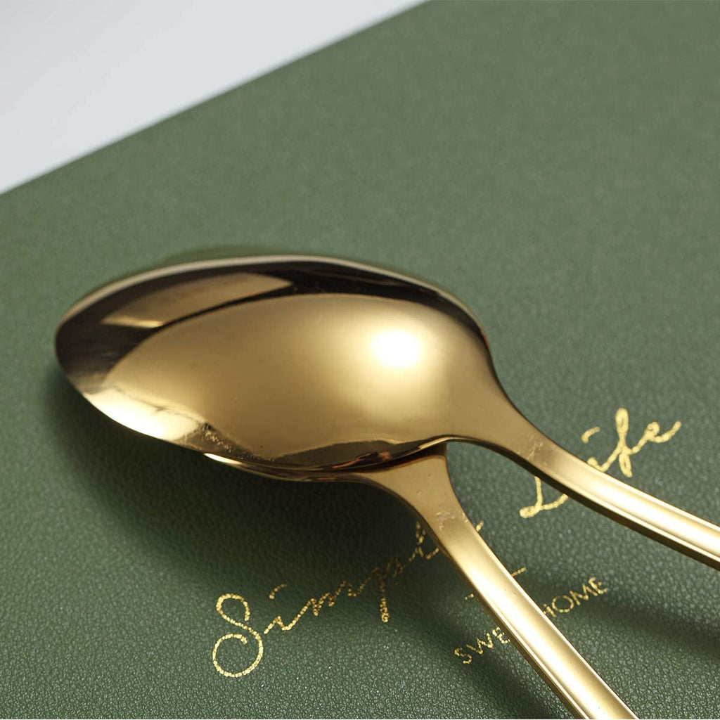 Gold Dinner Spoons 6 Pieces Stainless Steel Table Dessert Spoons Sliverware Set