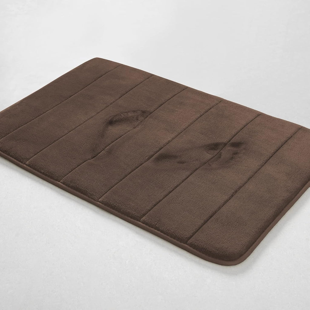 15 Piece Bathroom Shower Curtain Set with Memory Foam Bath Rugs. 2 Solid Coffee Brown Beige Color Modern Design None-Slip Bath Mats Includes12 Roller Ball Hooks Style Carrie (Brown)