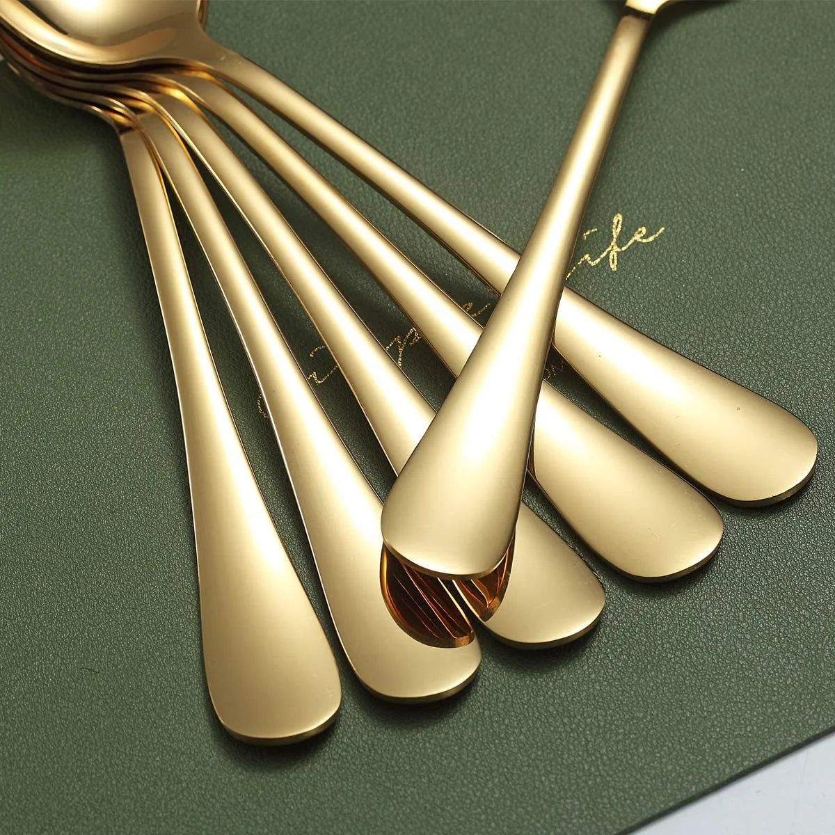 Gold Dinner Spoons 6 Pieces Stainless Steel Table Dessert Spoons Sliverware Set