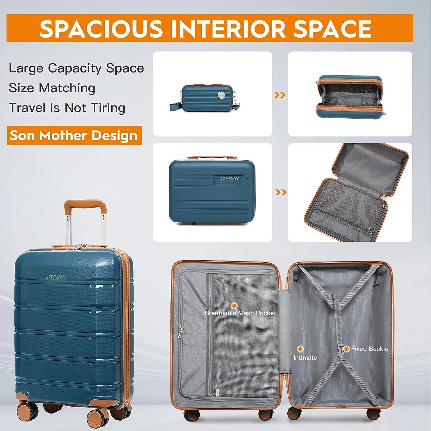Carry-On Luggage 20" Lightweight Polypropylene Luggage, Hardshell Suitcase with Swivel Wheels