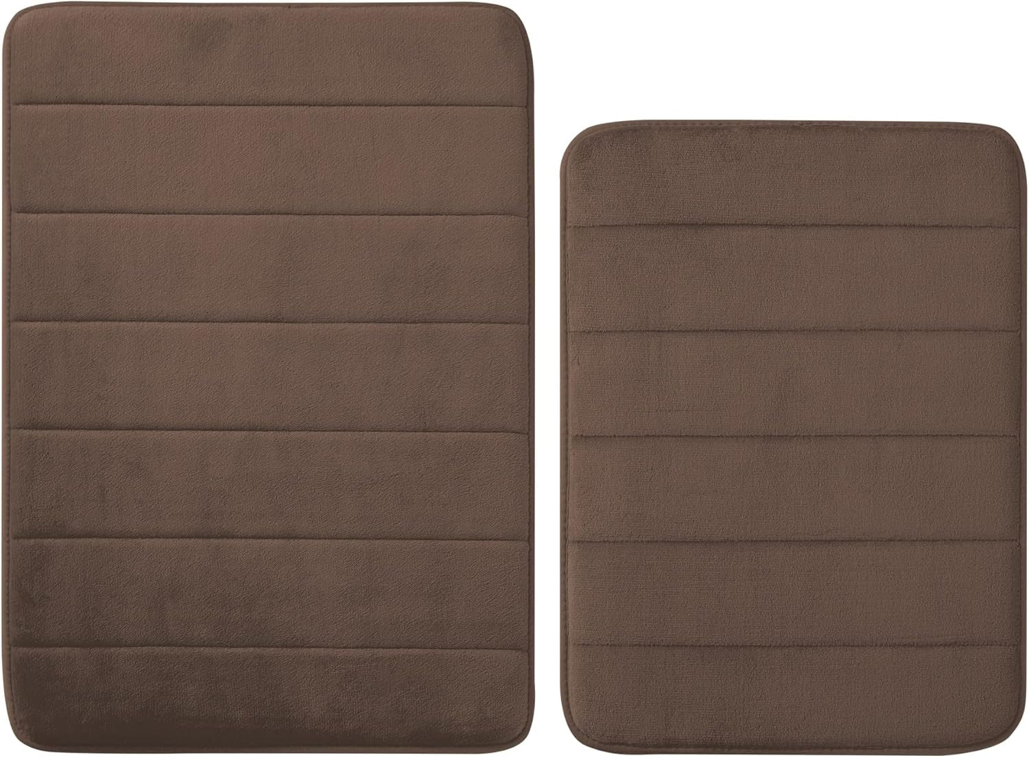 15 Piece Bathroom Shower Curtain Set with Memory Foam Bath Rugs. 2 Solid Coffee Brown Beige Color Modern Design None-Slip Bath Mats Includes12 Roller Ball Hooks Style Carrie (Brown)