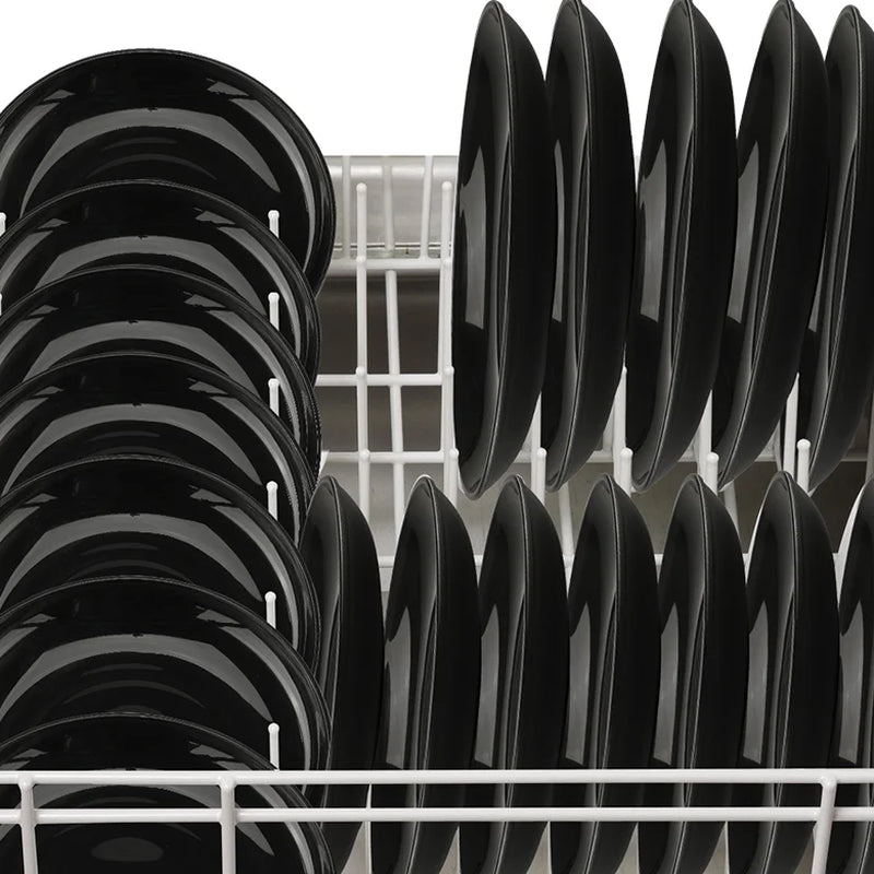 12 Pack Dinner Plates Set Black Dinnerware, Reuseable Bpa-Free Dinner Plates, Salad Plates, Dessert Plates, 3 Size Lightweight Unbreakable Plates, Microwave and Dishwasher Safe