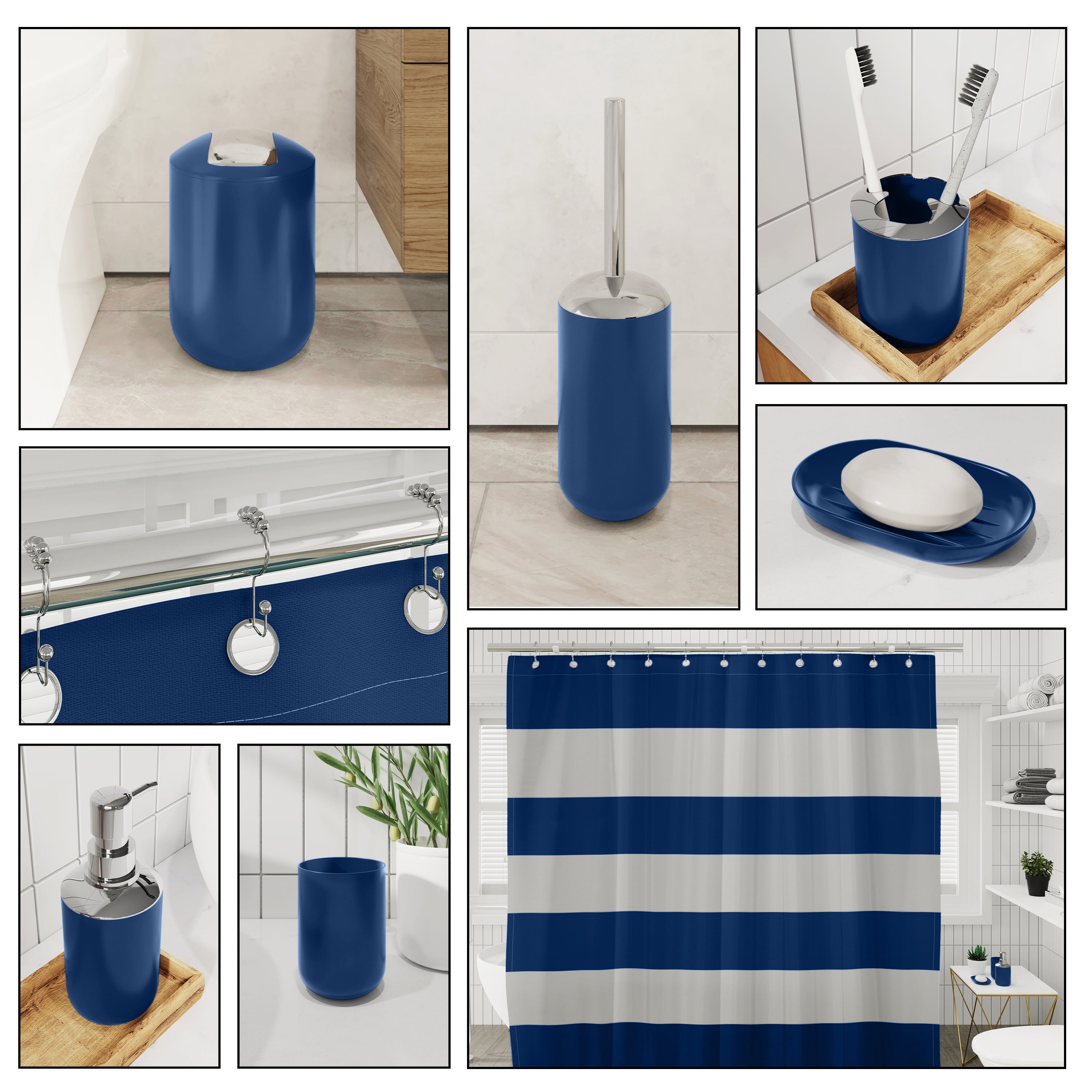 20 Piece Bathroom Accessories Set, Navy Blue Bathroom Decor Set