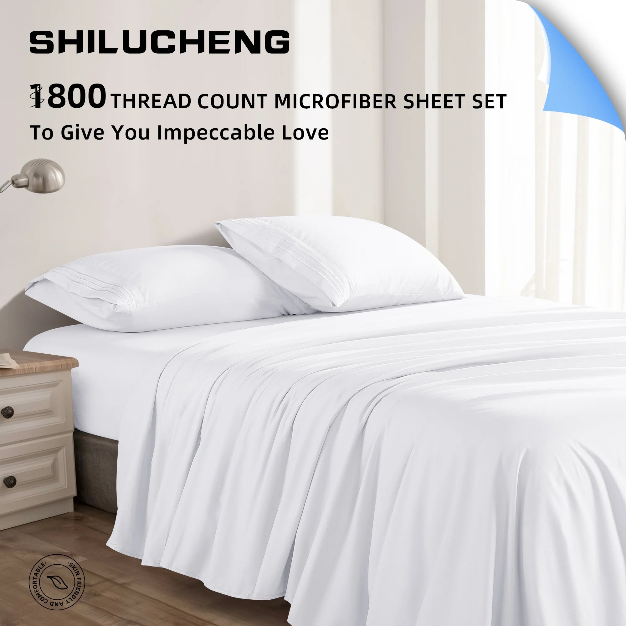 3 Pieces Luxury Bed Sheets Set, 1800 Series Cooling Microfiber Bed Sheets, 16" Deep Pocket, Twin, White