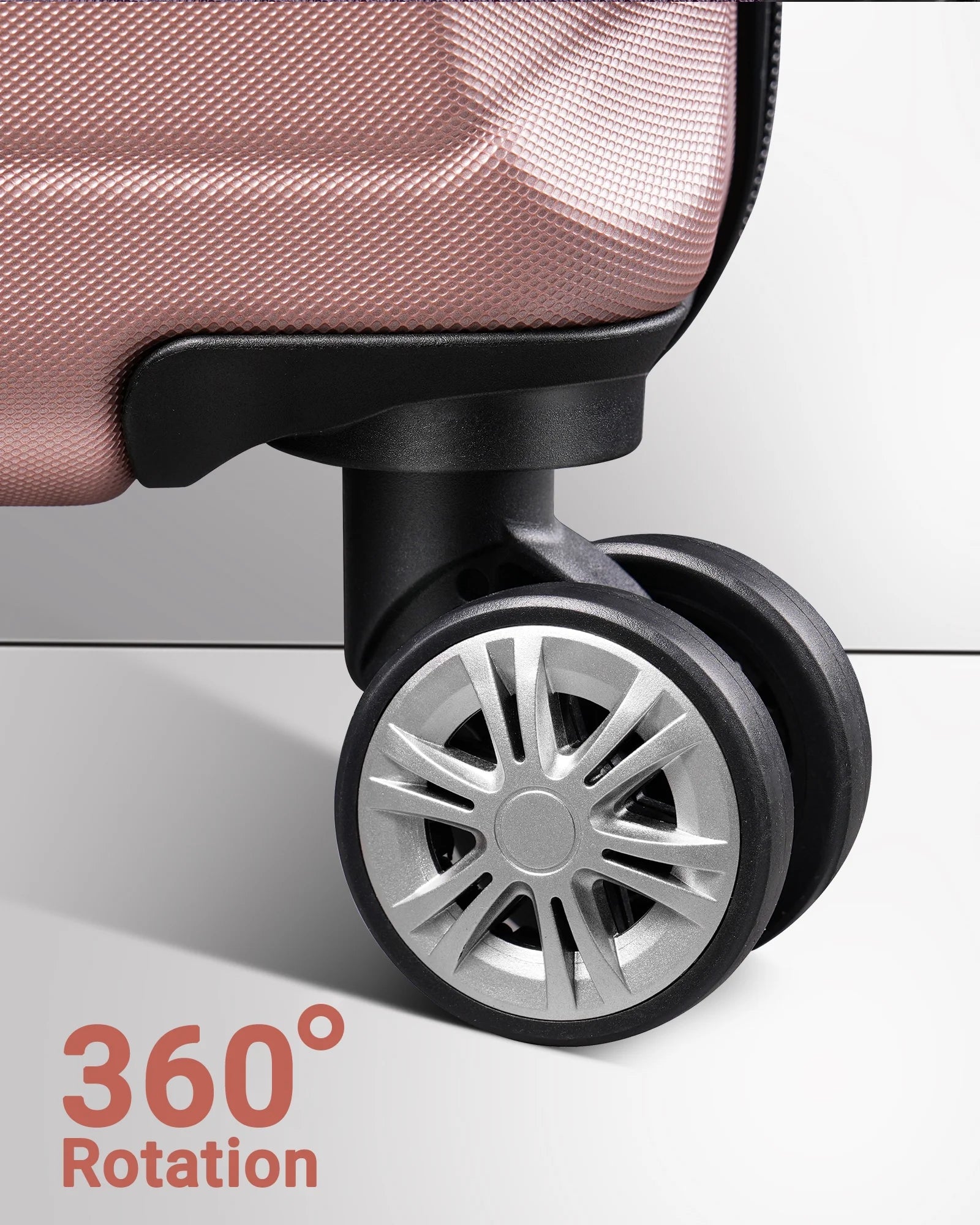 4 Piece Luggage Sets with 7 Pieces Organizer Bags, 20/24/28/32 Inch ABS Carry-On and Checked Suitcase Large Travel Sets, Rose