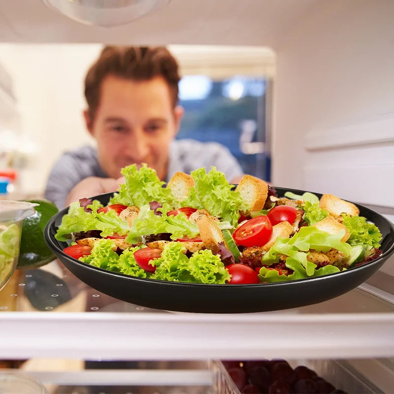 12 Pack Dinner Plates Set Black Dinnerware, Reuseable Bpa-Free Dinner Plates, Salad Plates, Dessert Plates, 3 Size Lightweight Unbreakable Plates, Microwave and Dishwasher Safe