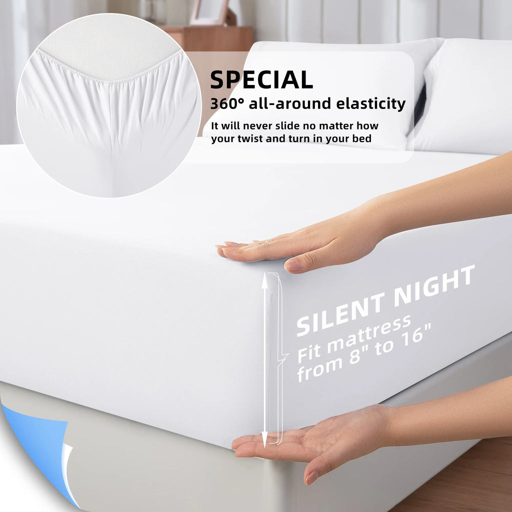 3 Pieces Luxury Bed Sheets Set, 1800 Series Cooling Microfiber Bed Sheets, 16" Deep Pocket, Twin, White