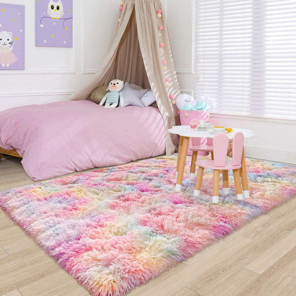 Rainbow Rugs 5X8 Ft Fluffy Plush Area Rugs for Girls Bedroom, Shaggy Rugs For...