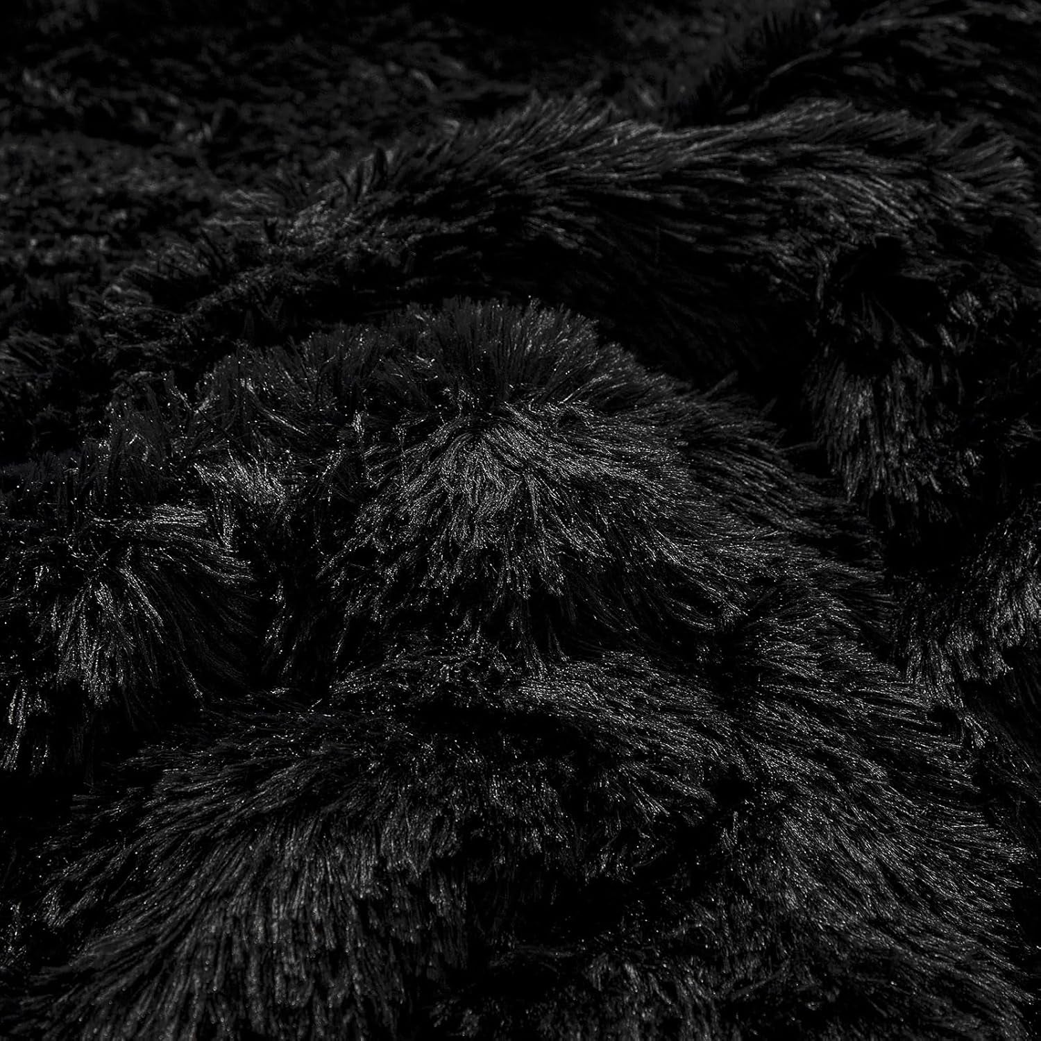 Black Faux Fur Comforter Set Queen 3 Pieces - 1 Black Shaggy Comforter Set 90X90 and 2 Pillowcases, Ultra Soft and Easy Care Luxury Plush Shaggy Duvet Set