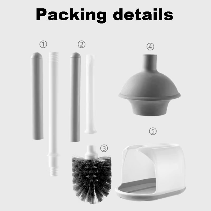 2 in 1 Toilet Plunger and Brush Set with Holder for Bathroom Cleaning Tools Combo with Caddy Stand