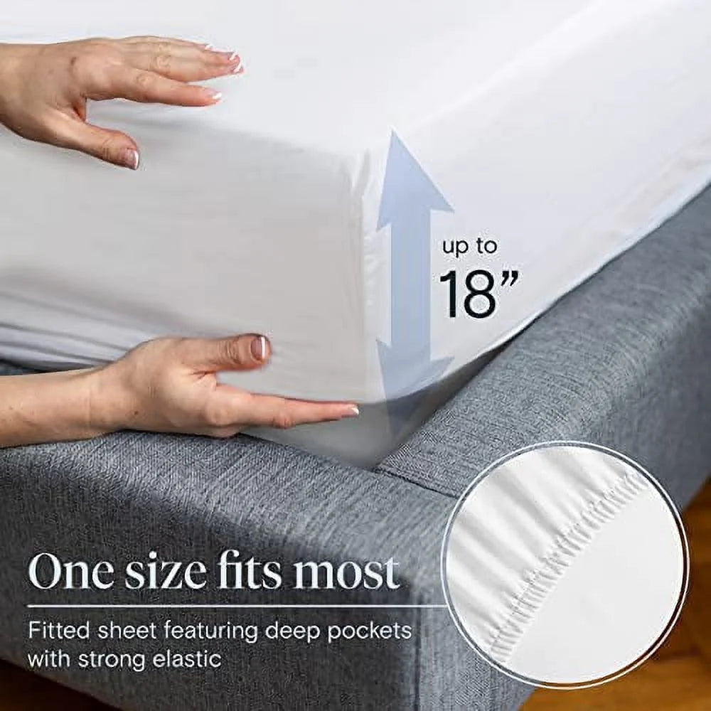 Cooling Sheet, 6 Piece Ultra Soft Microfiber Bed Sheets & Pillowcases, Queen - White