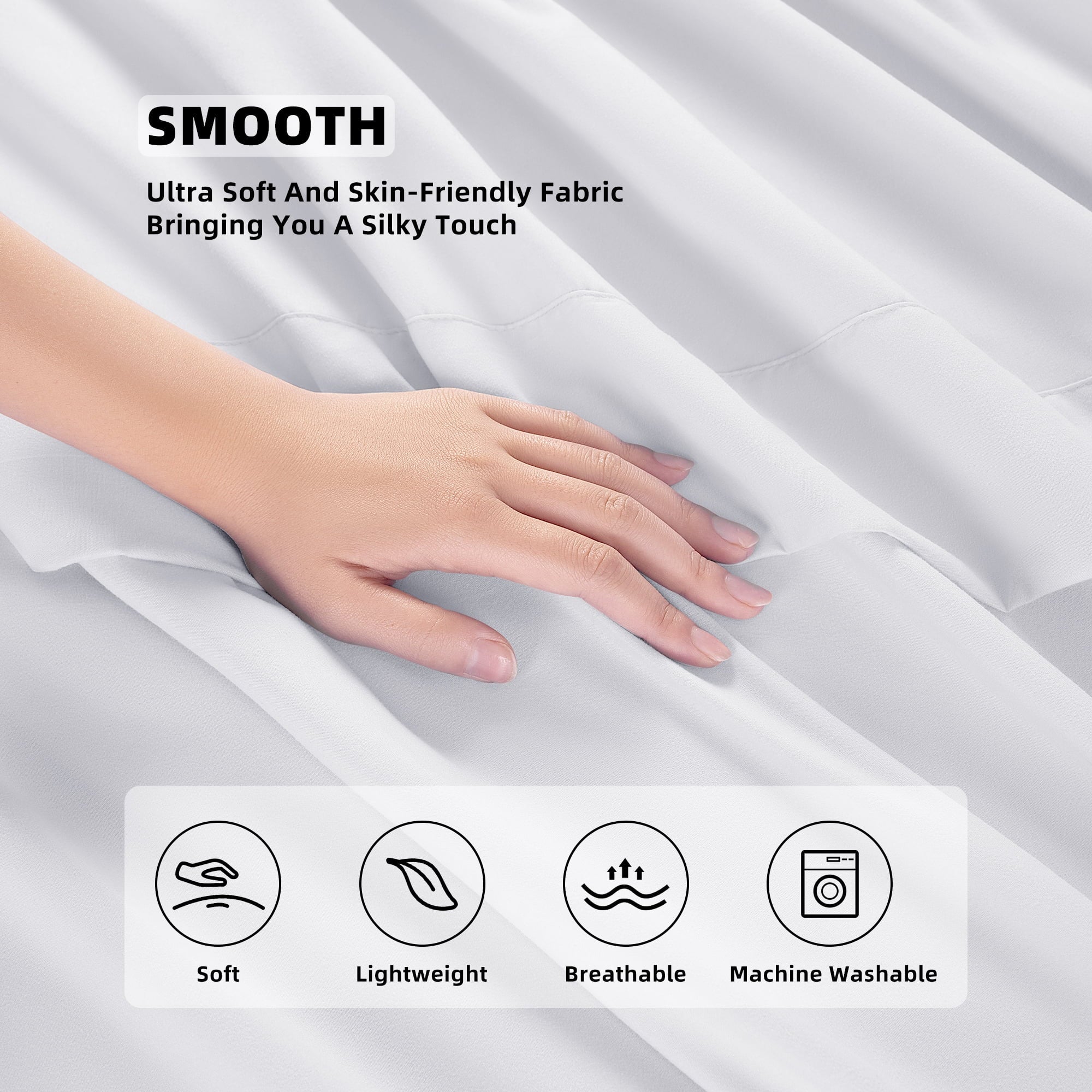 3 Pieces Luxury Bed Sheets Set, 1800 Series Cooling Microfiber Bed Sheets, 16" Deep Pocket, Twin, White