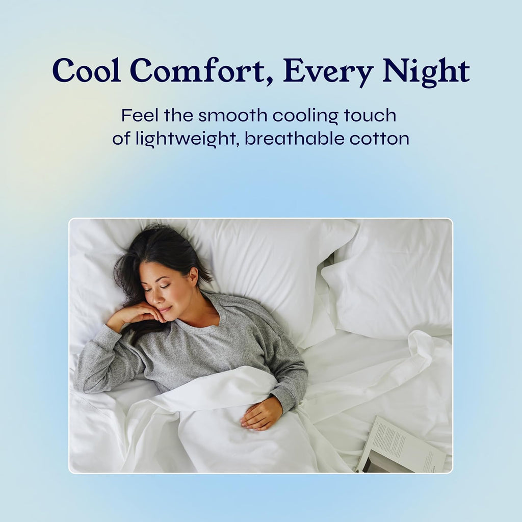 Queen Sheet Set - Soft 400 Thread Count Sateen, Natural 100% Cotton Sheets for Queen Size Bed, Deep Pockets for a Snug Fit, Durable Bedding - Sky Blue