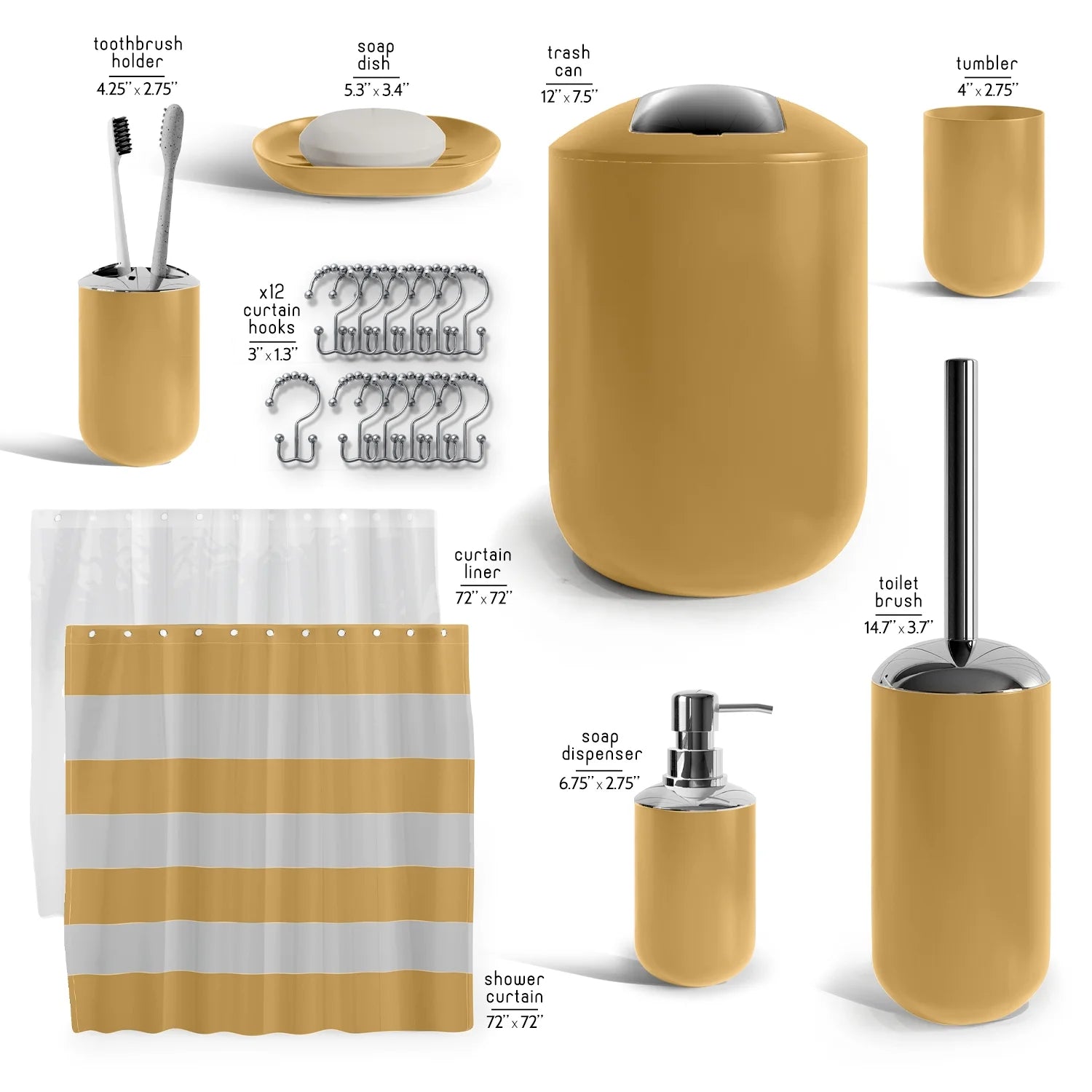 20 Piece Bathroom Accessories Set, Gold Bathroom Decor Set