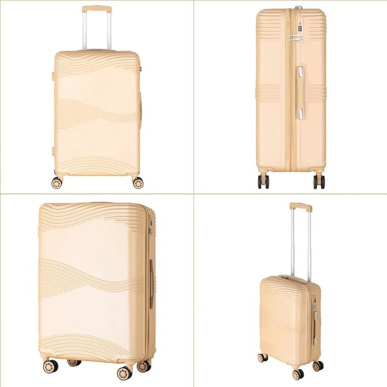 Aden Collection Hardside Spinner Luggage Sets in Tan, 3 Piece - TSA Lock